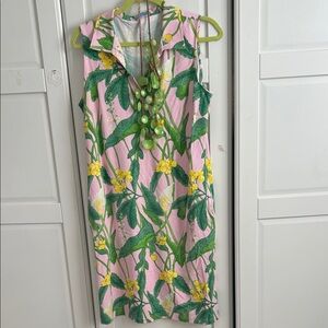J McLaughlin dress in Floral Pink and Green Midi Dress